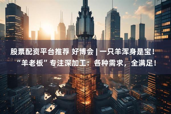 股票配资平台推荐 好博会 | 一只羊浑身是宝！ “羊老板”专注深加工：各种需求，全满足！